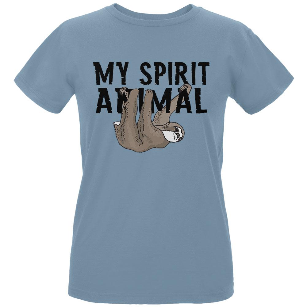 Sloth My Spirit Animal Womens Organic T Shirt Women's T-Shirts Old Glory LG Blue
