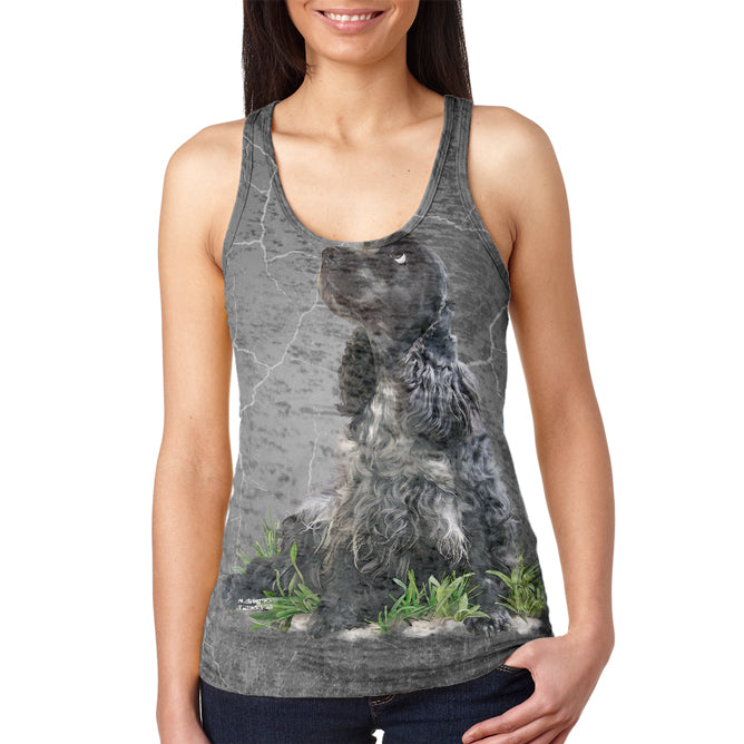 English Cocker Spaniel Live Forever Juniors Burnout Racerback Tank Top Juniors Tank Tops Old Glory 2XL Multicolored