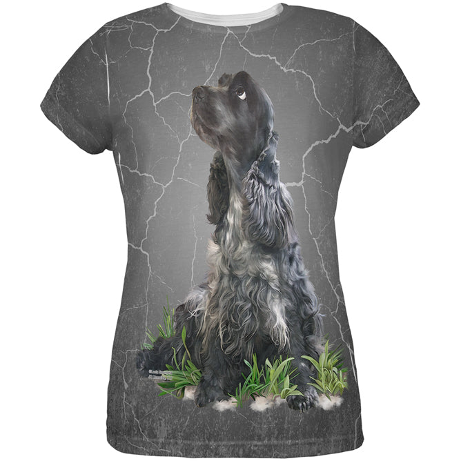 English Cocker Spaniel Live Forever All Over Womens T Shirt Women's T-Shirts Old Glory LG Multicolored