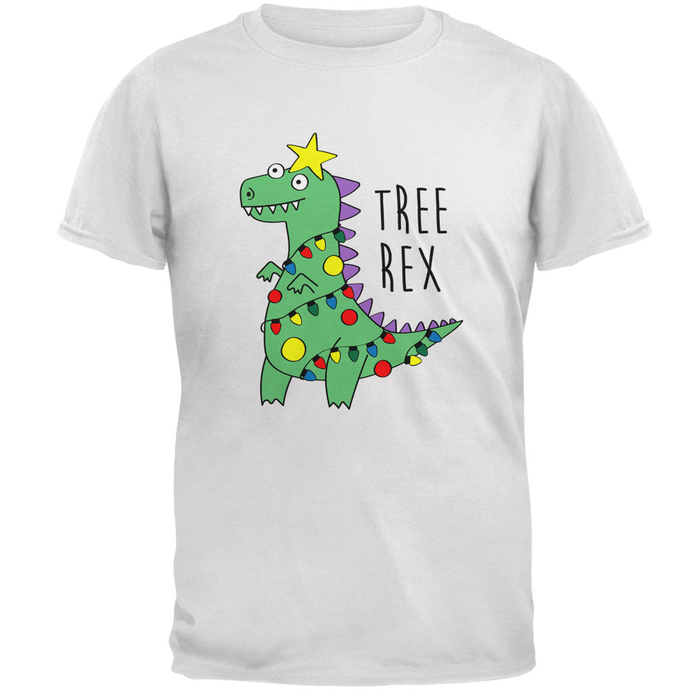 Christmas Tree Rex T-Rex Funny Dinosaur Mens T Shirt Men's T-Shirts Old Glory 2XL White
