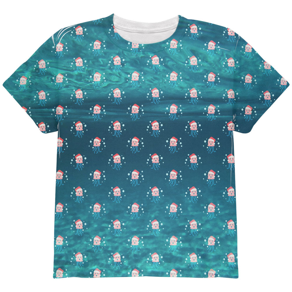 Christmas Caroling Jellyfish Pattern All Over Youth T Shirt Youth T-Shirts Old Glory YLG Multi