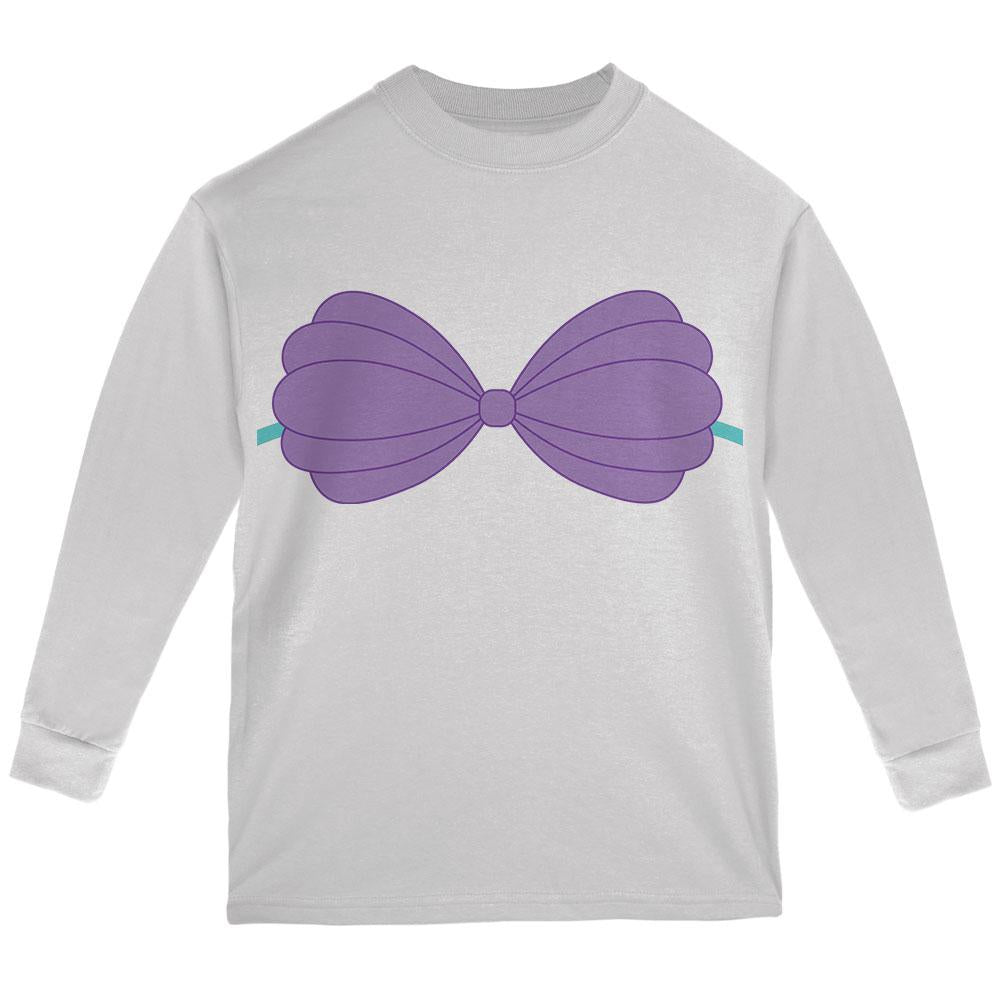 Halloween Purple Shell Bra Costume Youth Long Sleeve T Shirt Youth Long Sleeves Old Glory LG White