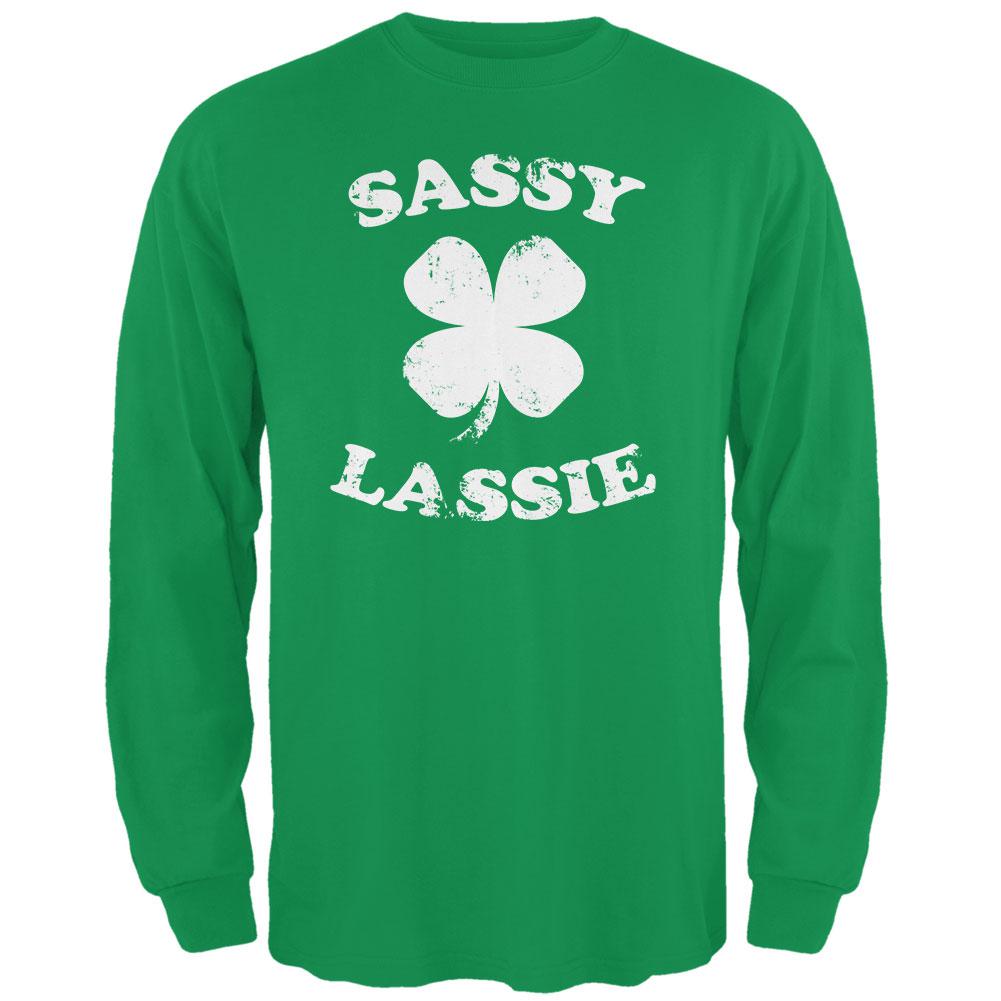 St. Patricks Day Sassy Irish Lassie Mens Long Sleeve T Shirt Men's Long Sleeves Old Glory 2XL Irish Green
