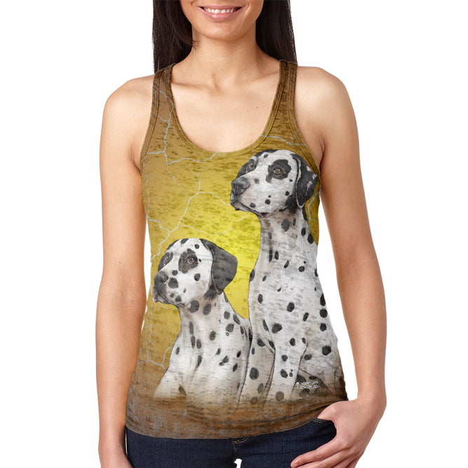 Dalmatians Live Forever Juniors Burnout Racerback Tank Top Juniors Tank Tops Old Glory 2XL Multicolored