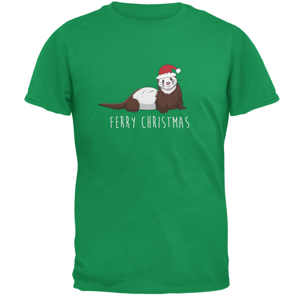 Ferry Merry Christmas Ferret Mens T Shirt Men's T-Shirts Old Glory 2XL Irish Green