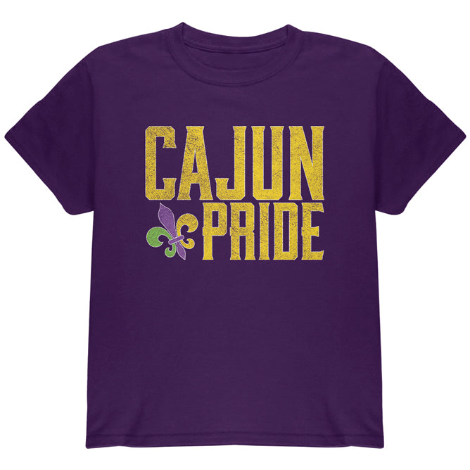 Mardi Gras Cajun Pride Fleur De Lis Youth T Shirt Youth T-Shirts Old Glory YLG Purple