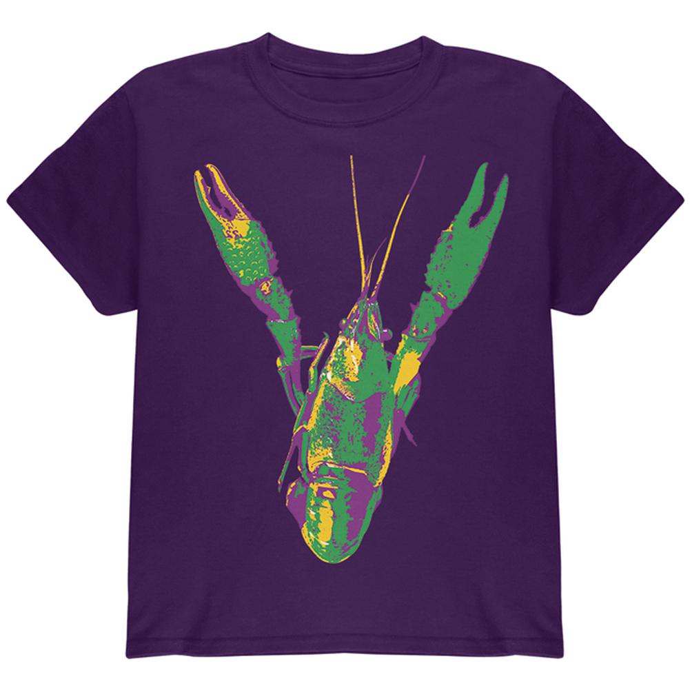Mardi Gras Crawfish Youth T Shirt Youth T-Shirts Old Glory LG Purple