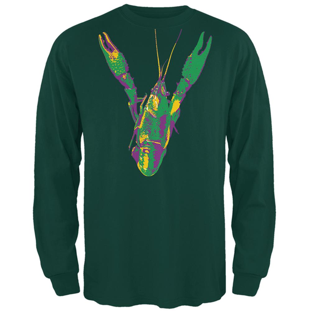 Mardi Gras Crawfish Mens Long Sleeve T Shirt Men's Long Sleeves Old Glory 2XL Green