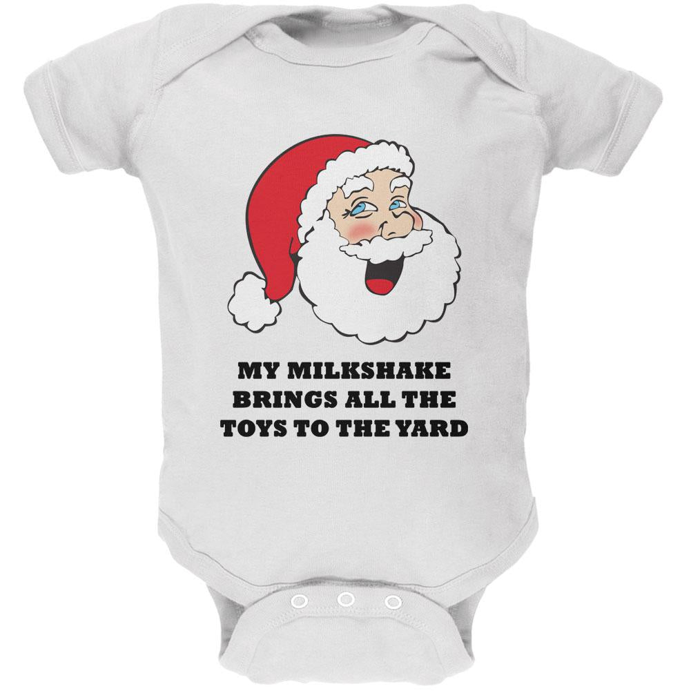Christmas Santa Milkshake Brings All the Toys to the Yard Soft Baby One Piece Baby One Piece Old Glory 0-3M White