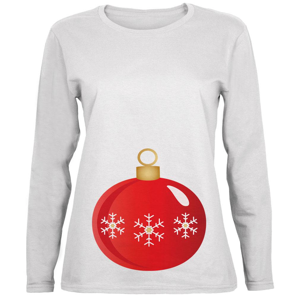 Maternity Christmas Ornament Ladies' Relaxed Jersey Long-Sleeve Tee Women's Long Sleeves Old Glory 2XL White