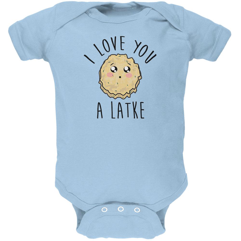 Hanukkah I Love You A Lot Latke Soft Baby One Piece Baby One Piece Old Glory 0-3M Light Blue