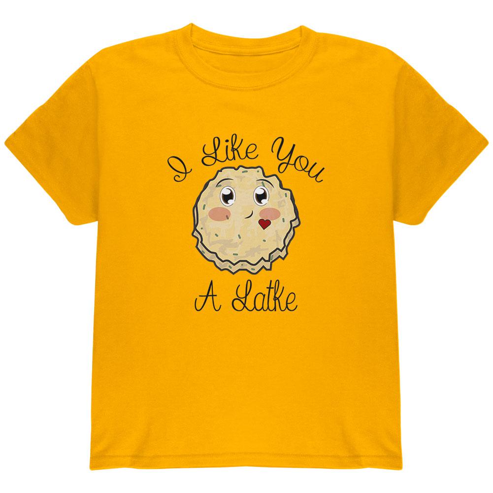 Hanukkah I Like You A Latke Youth T Shirt Youth T-Shirts Old Glory LG Gold