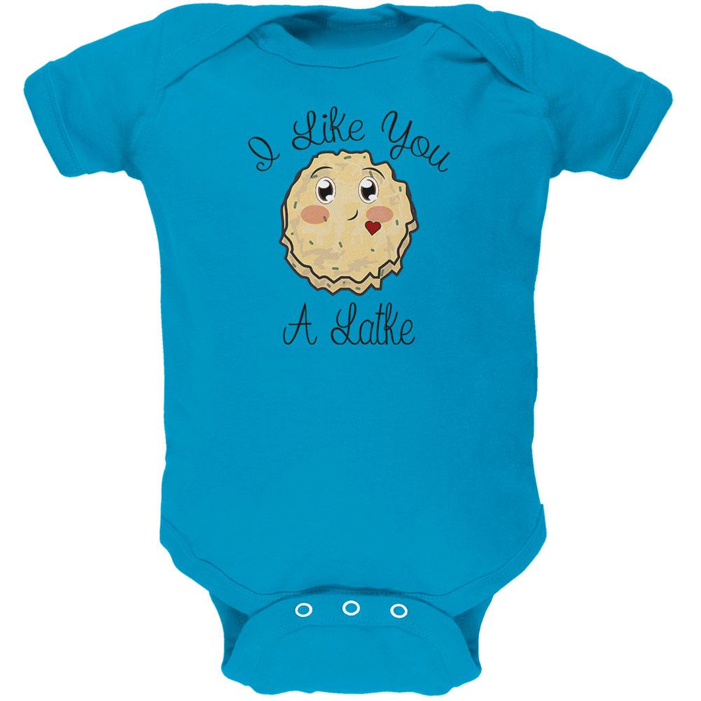 Hanukkah I Like You A Latke Soft Baby One Piece Baby One Piece Old Glory 0-3M Turquoise
