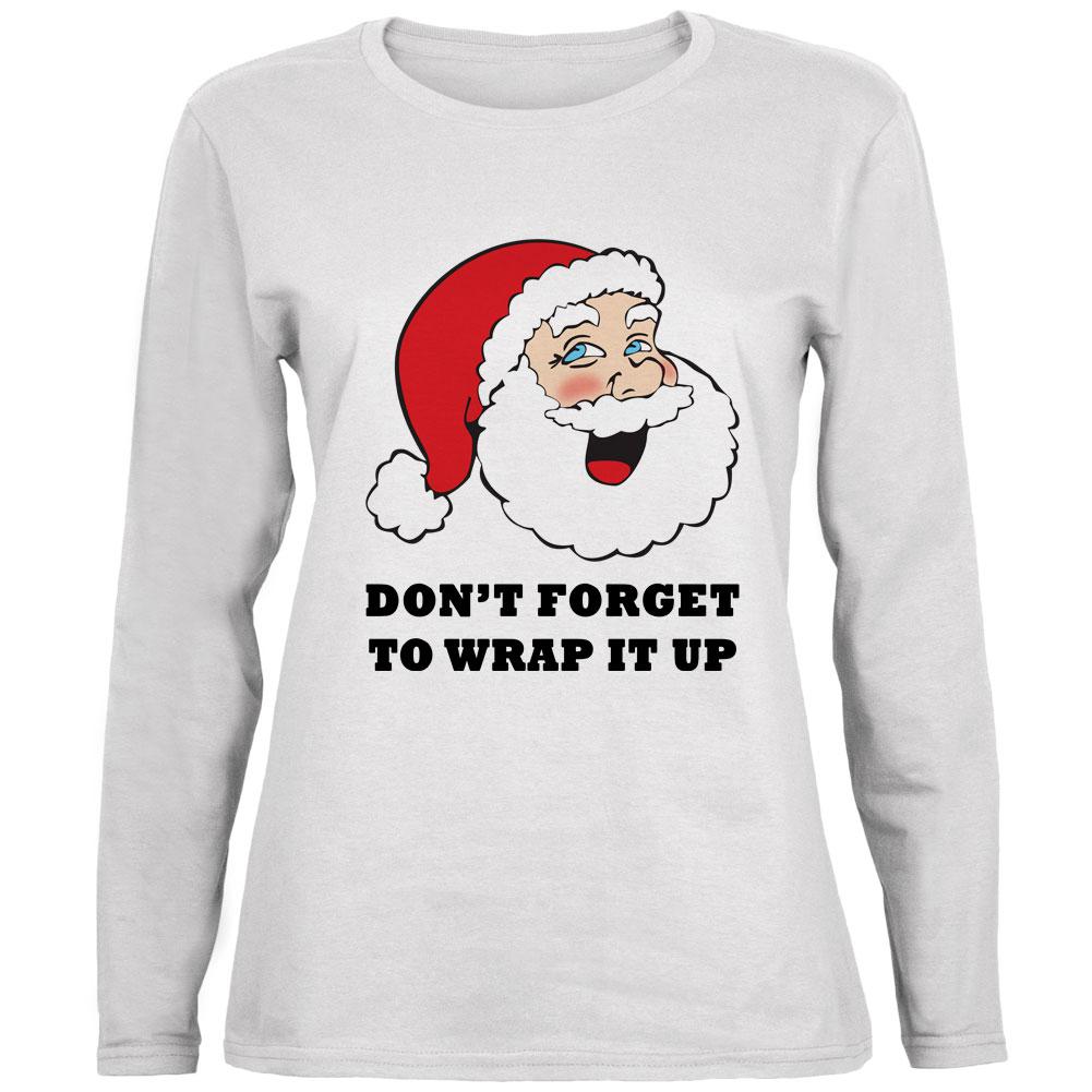 Christmas Santa Wrap it Up Funny Ladies' Relaxed Jersey Long-Sleeve Tee Women's Long Sleeves Old Glory 2XL White