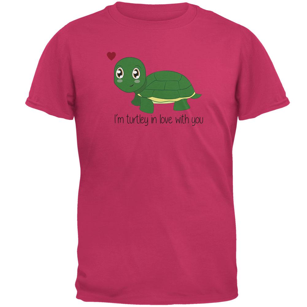 Turtle I'm Totally In Love With You Funny Pun Valentine's Day Mens T Shirt Men's T-Shirts Old Glory 2XL Pink