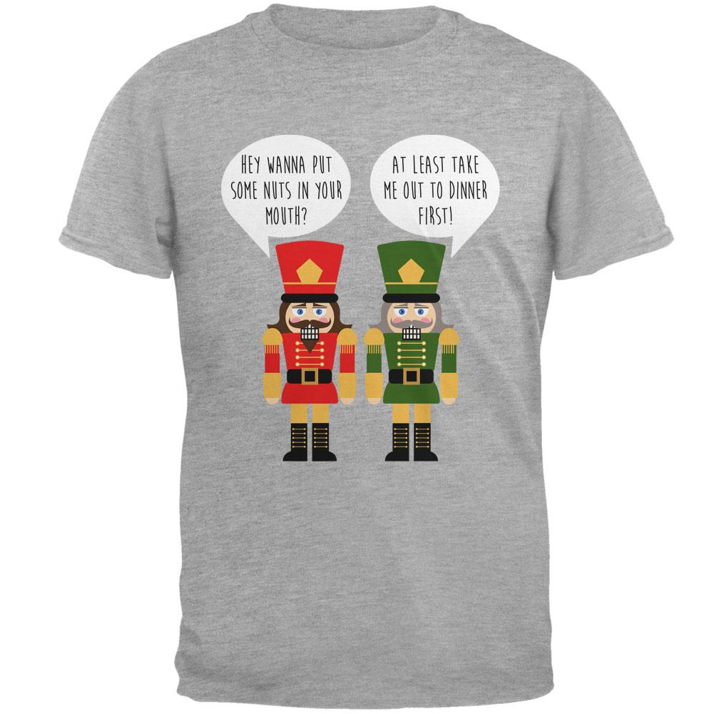 Christmas Nutcracker Nuts in Your Mouth Funny Mens T Shirt Men's T-Shirts Old Glory 2XL Heather