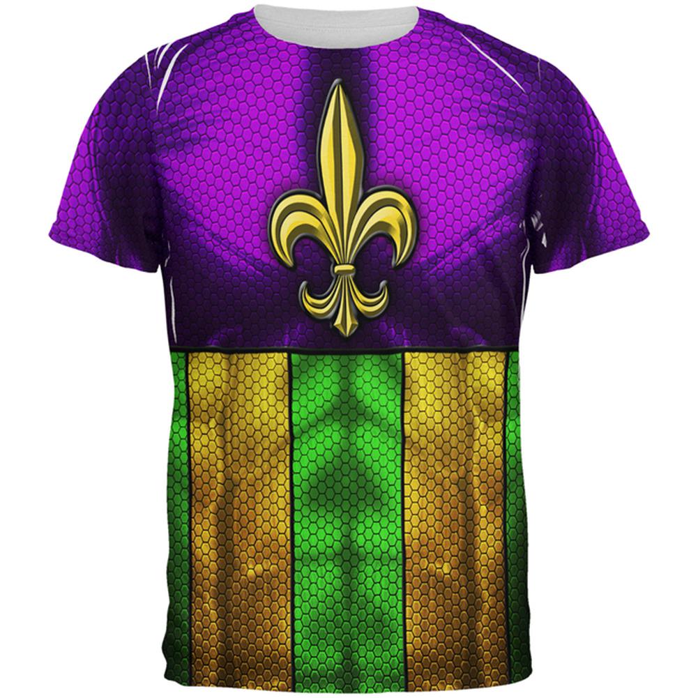 Mardi Gras Drinking Champion Superhero Costume All Over Mens T Shirt Men's T-Shirts Old Glory 2XL Multi
