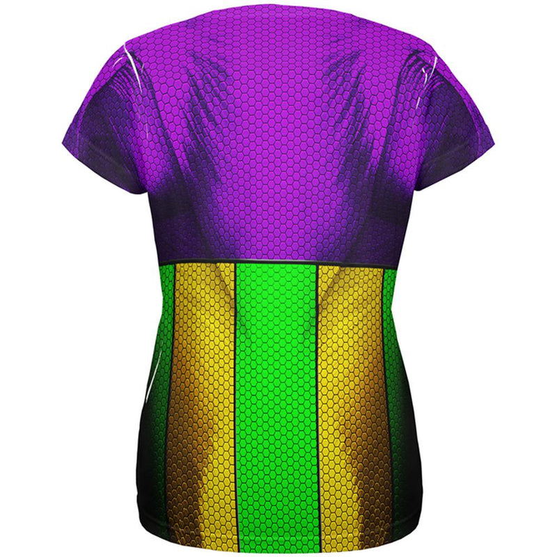 Mardi Gras Drinking Champion Superhero Costume All Over Womens T Shirt Women's T-Shirts Old Glory