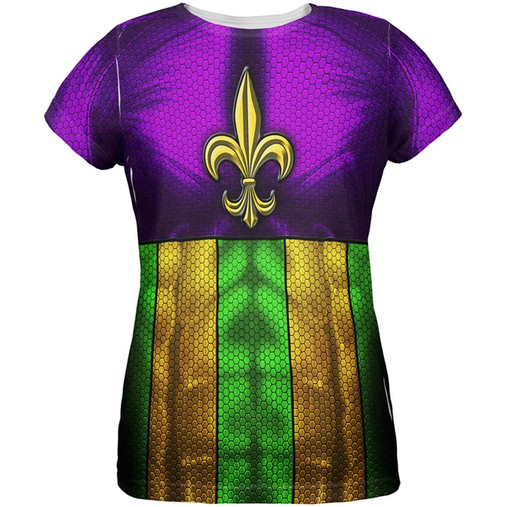 Mardi Gras Drinking Champion Superhero Costume All Over Womens T Shirt Women's T-Shirts Old Glory 2XL Multi