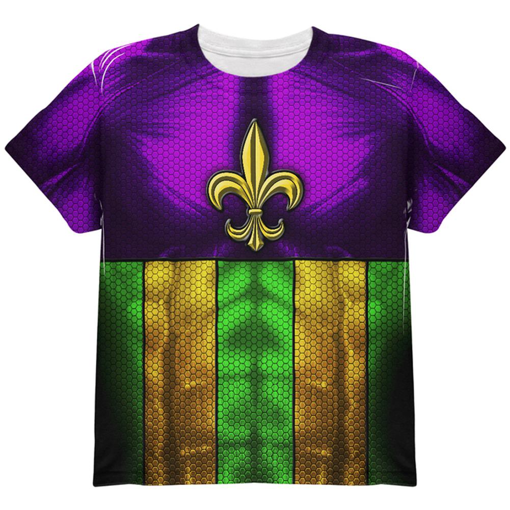 Mardi Gras Drinking Champion Superhero Costume All Over Youth T Shirt Youth T-Shirts Old Glory LG Multi