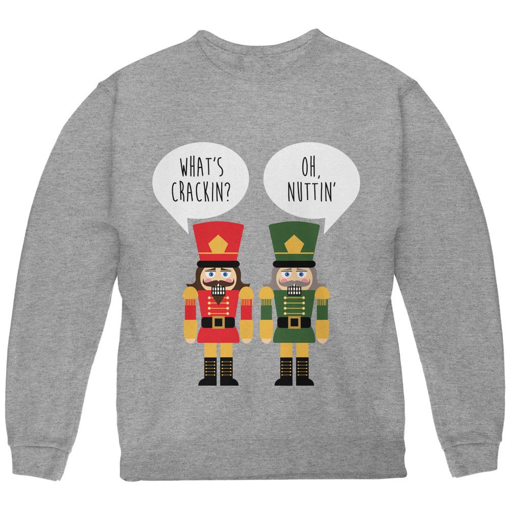 Christmas Nutcracker What's Crackin' Funny Youth Sweatshirt Youth Sweatshirts Old Glory LG Storm Grey