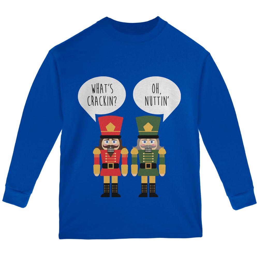 Christmas Nutcracker What's Crackin' Funny Youth Long Sleeve T Shirt Youth Long Sleeves Old Glory LG Royal
