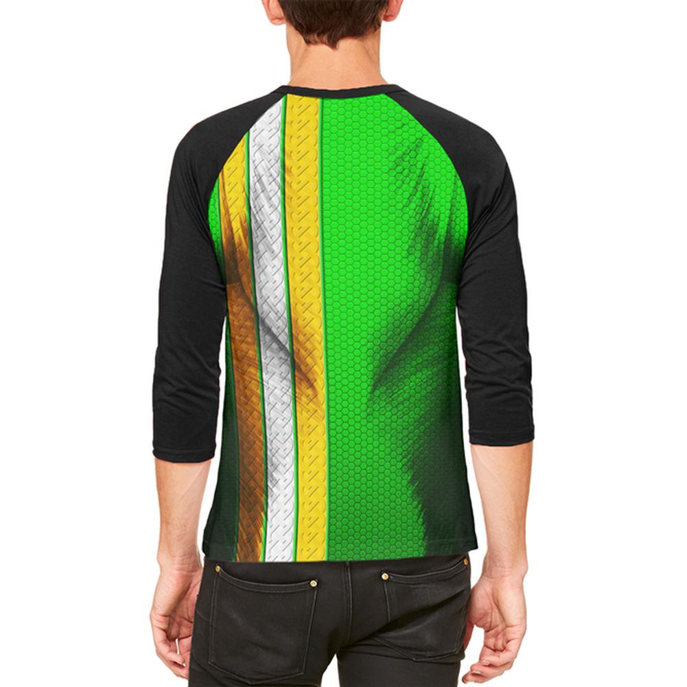 St Patrick's Day Irish Champion Superhero Costume Mens Raglan T Shirt Men's T-Shirts Old Glory