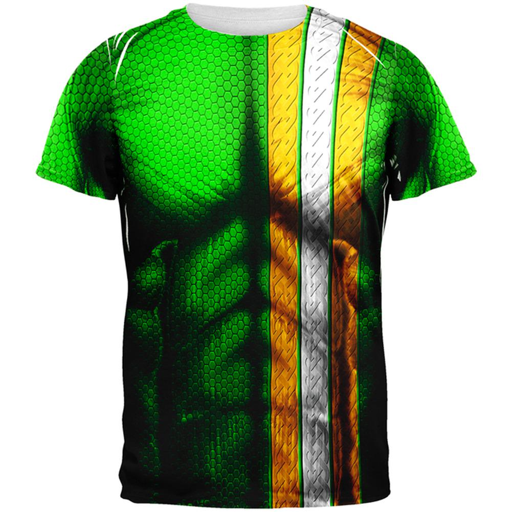 St Patrick's Day Irish Champion Superhero Costume All Over Mens T Shirt Men's T-Shirts Old Glory 2XL Multi