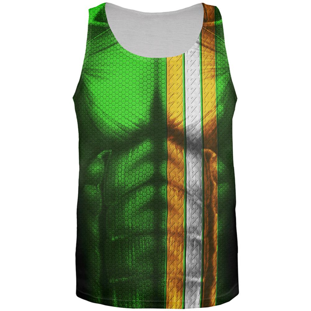 St Patrick's Day Irish Champion Superhero Costume All Over Mens Tank Top Men's Tank Tops Old Glory 2XL Multi