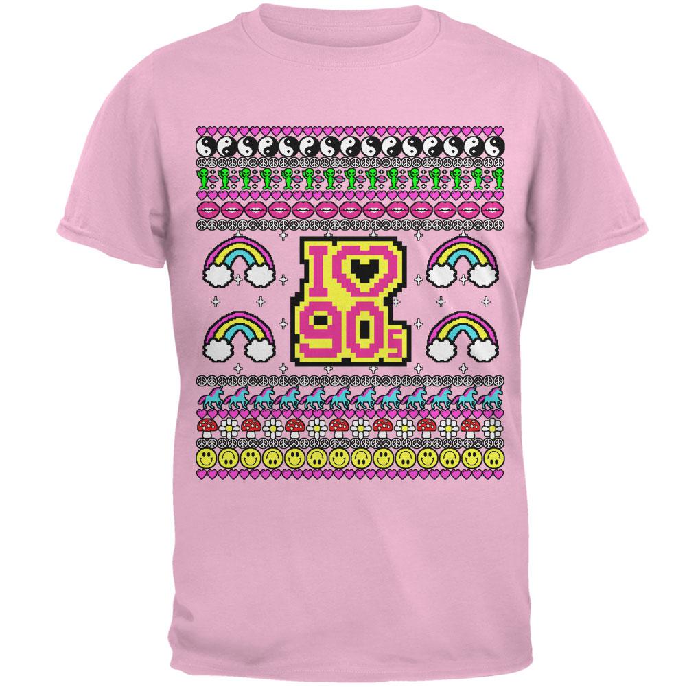 I Love the 90s Retro Nostalgia Ugly Christmas Sweater Mens T Shirt Men's T-Shirts Old Glory 2XL Light Pink