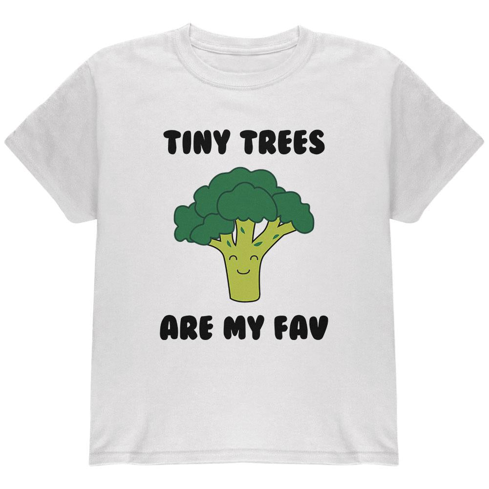 Vegetable Broccoli Tiny Trees are My Favorite Funny Youth T Shirt Youth T-Shirts Old Glory LG White