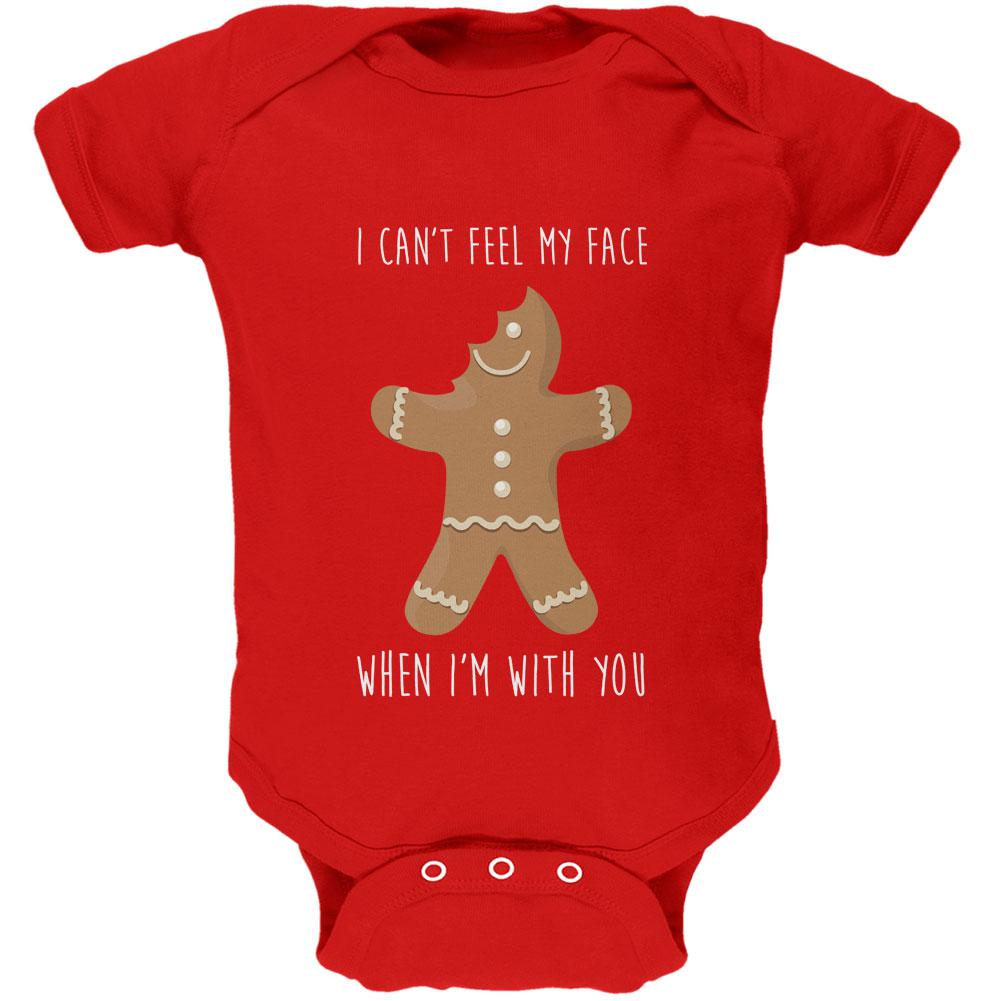 Christmas Gingerbread Man Can't Feel My Face Soft Baby One Piece Baby One Piece Old Glory 0-3M Red
