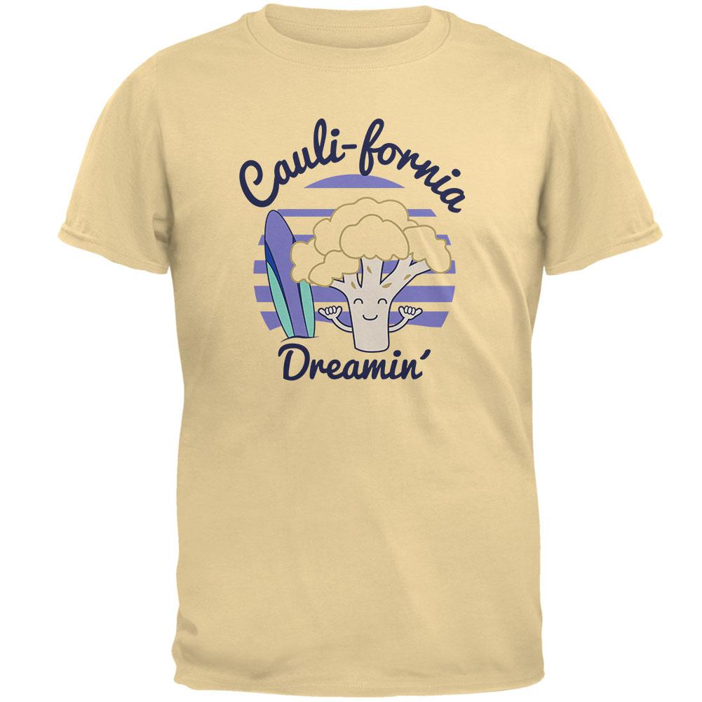 Vegetable Cauliflower California Cauli-fornia Dreamin Funny Mens T Shirt Men's T-Shirts Old Glory 2XL Yellow Haze