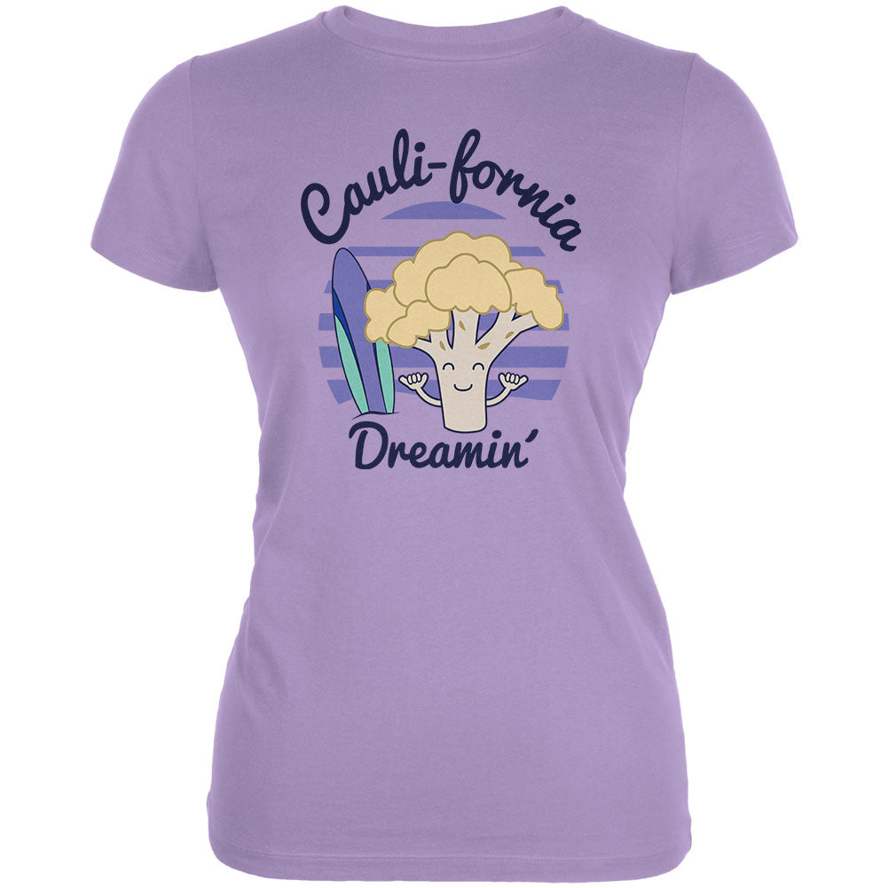 Vegetable Cauliflower California Cauli-fornia Dreamin Funny Juniors Soft T Shirt Juniors T-Shirts Old Glory MD Lavender