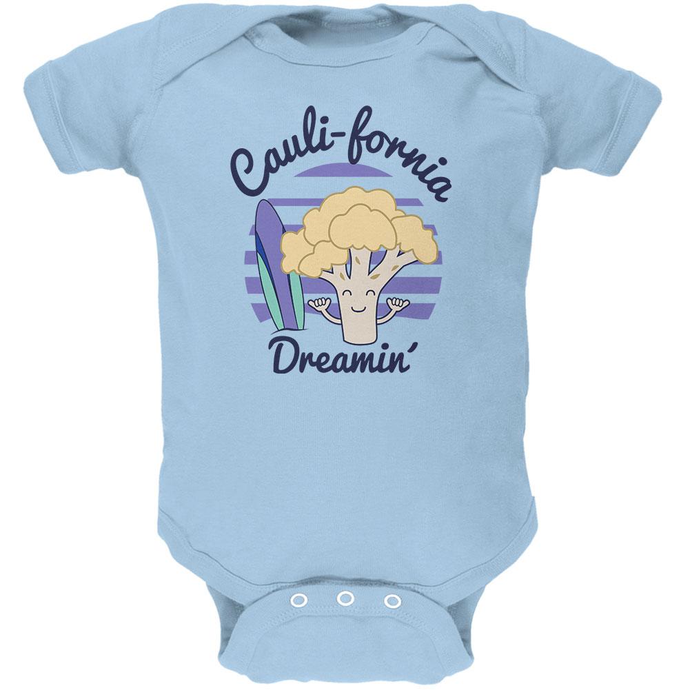 Vegetable Cauliflower California Cauli-fornia Dreamin Funny Soft Baby One Piece Baby One Piece Old Glory 0-3M Light Blue