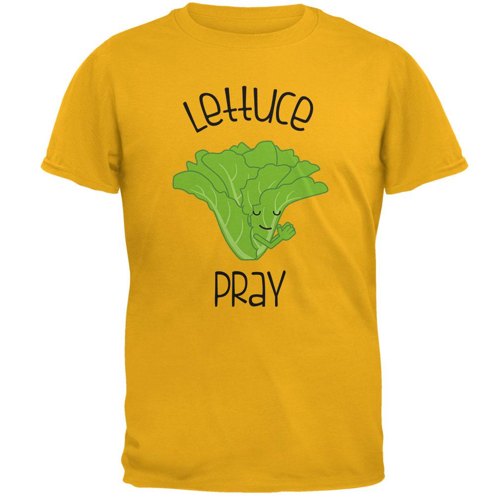 Vegetable Lettuce Let Us Pray Funny Mens T Shirt Men's T-Shirts Old Glory 2XL Gold