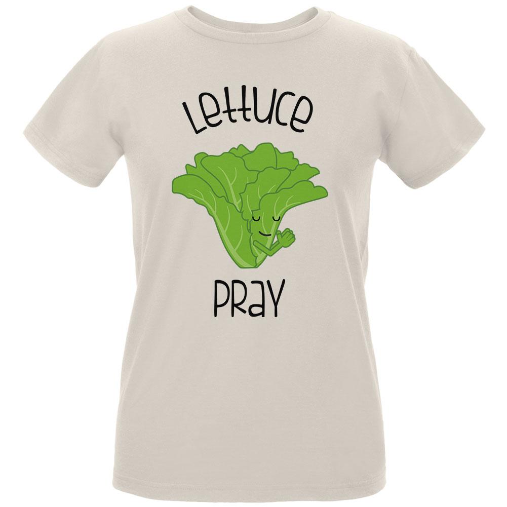Vegetable Lettuce Let Us Pray Funny Womens Organic T Shirt Women's T-Shirts Old Glory LG Natural