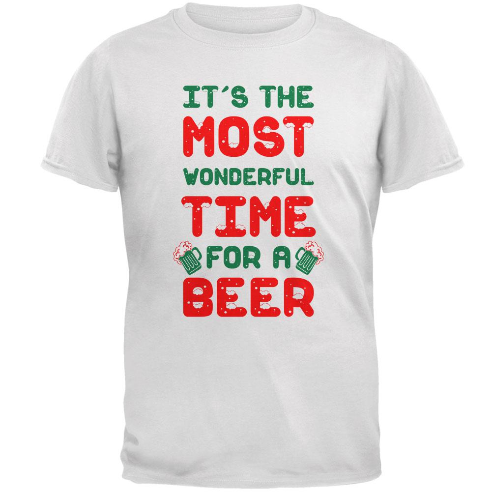 Christmas Most Wonderful Time for a Beer Mens T Shirt Men's T-Shirts Old Glory 2XL White
