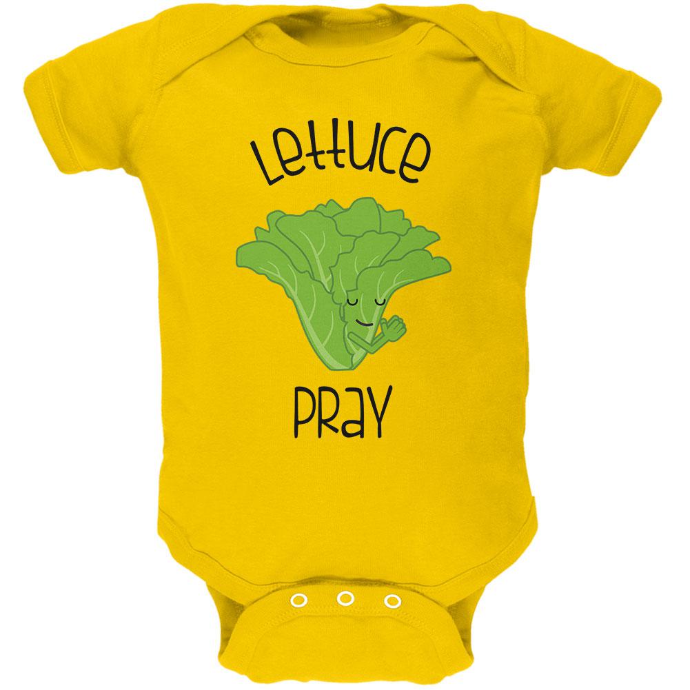 Vegetable Lettuce Let Us Pray Funny Soft Baby One Piece Baby One Piece Old Glory 0-3M Yellow