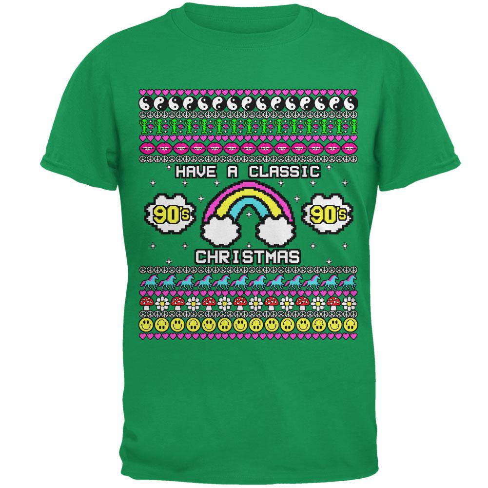 Retro 90s Nostalgia Classic Ugly Christmas Sweater Mens T Shirt Men's T-Shirts Old Glory 2XL Irish Green