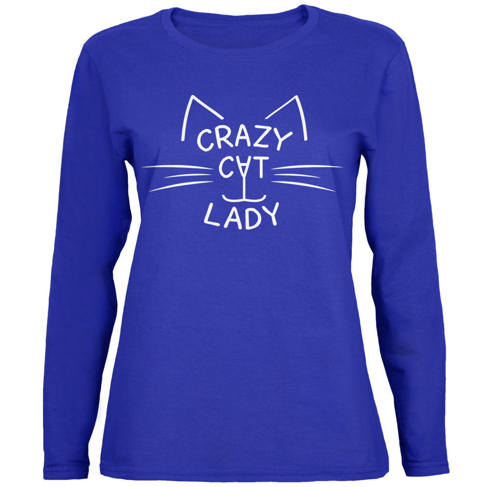 Crazy Cat Lady Womens Long Sleeve T Shirt Women's Long Sleeves Old Glory 2XL Royal