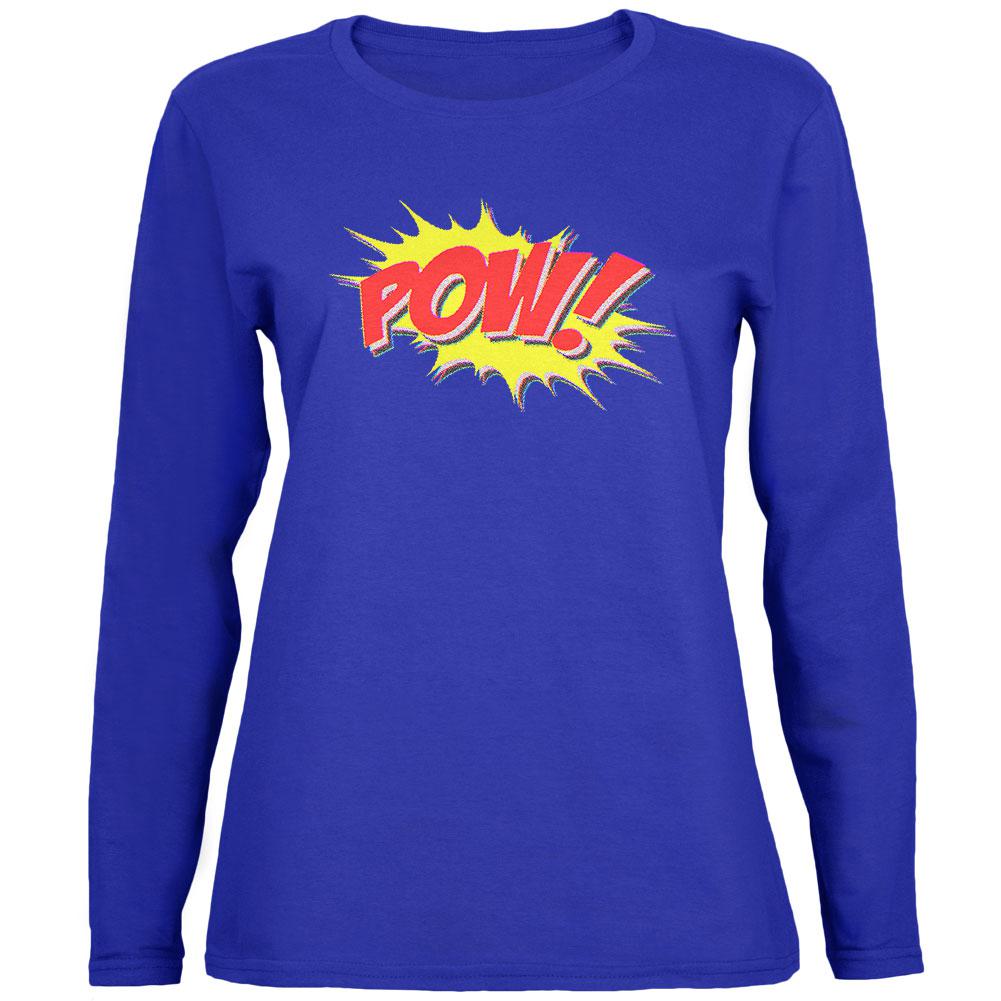 POW Comic Book Super Hero Womens Long Sleeve T Shirt Women's Long Sleeves Old Glory 2XL Royal