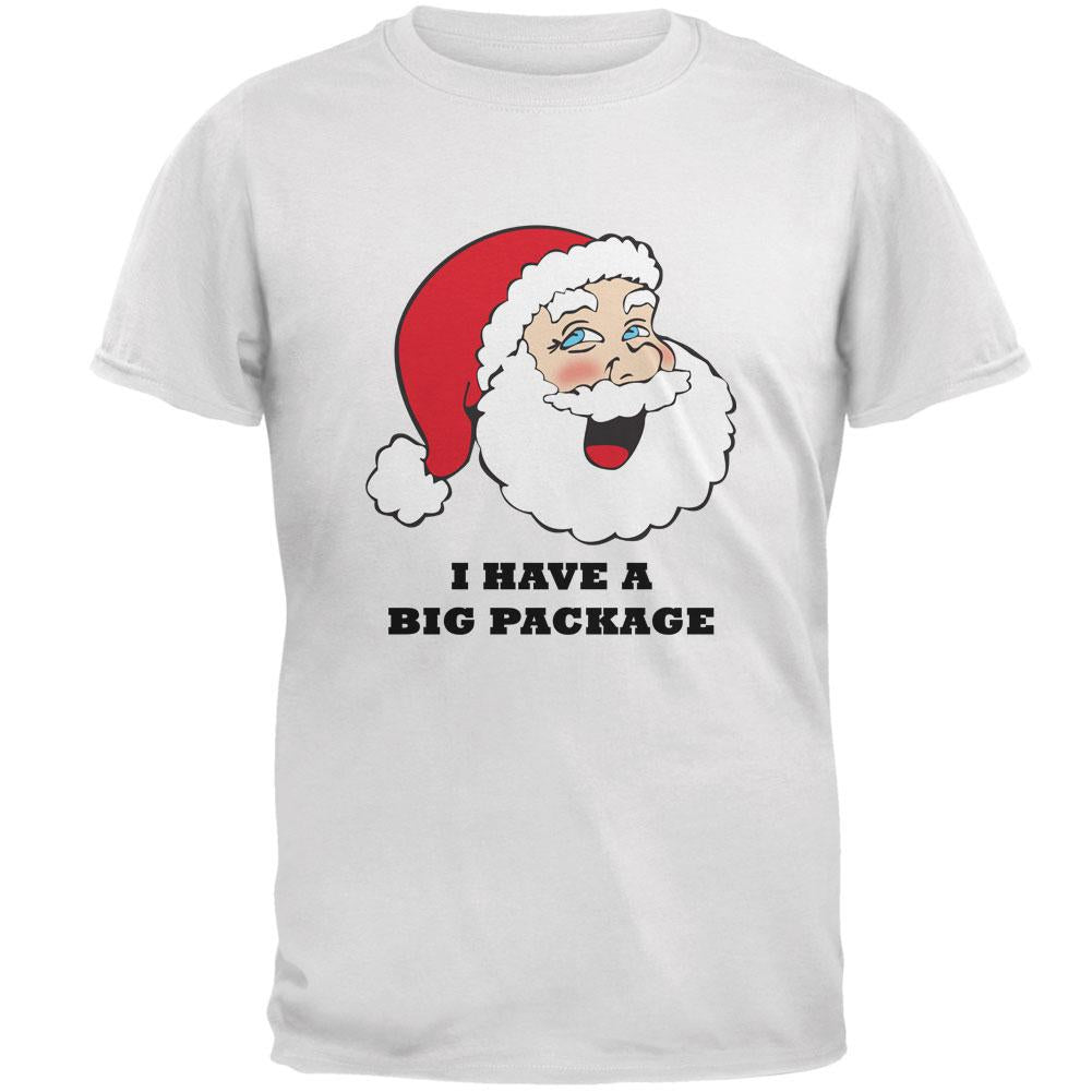 Christmas Santa I Have a Big Package Funny Mens T Shirt Men's T-Shirts Old Glory 2XL White