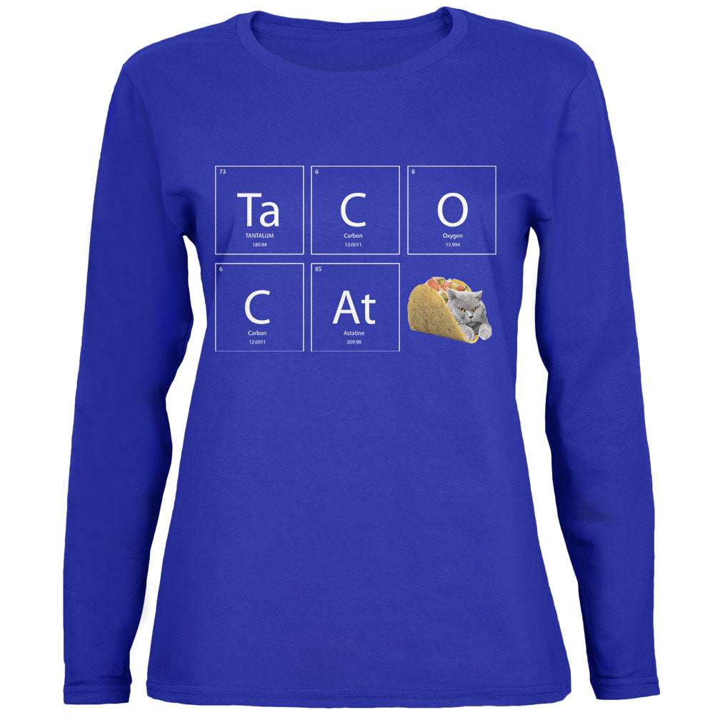 Taco Cat Periodic Table Womens Long Sleeve T Shirt Women's Long Sleeves Old Glory 2XL Royal