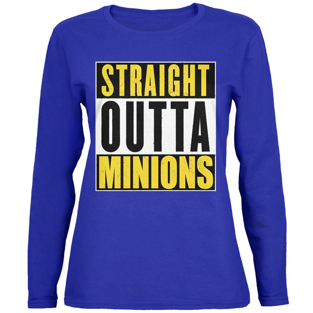 Straight Outta Minions Womens Long Sleeve T Shirt Women's Long Sleeves Old Glory 2XL Royal