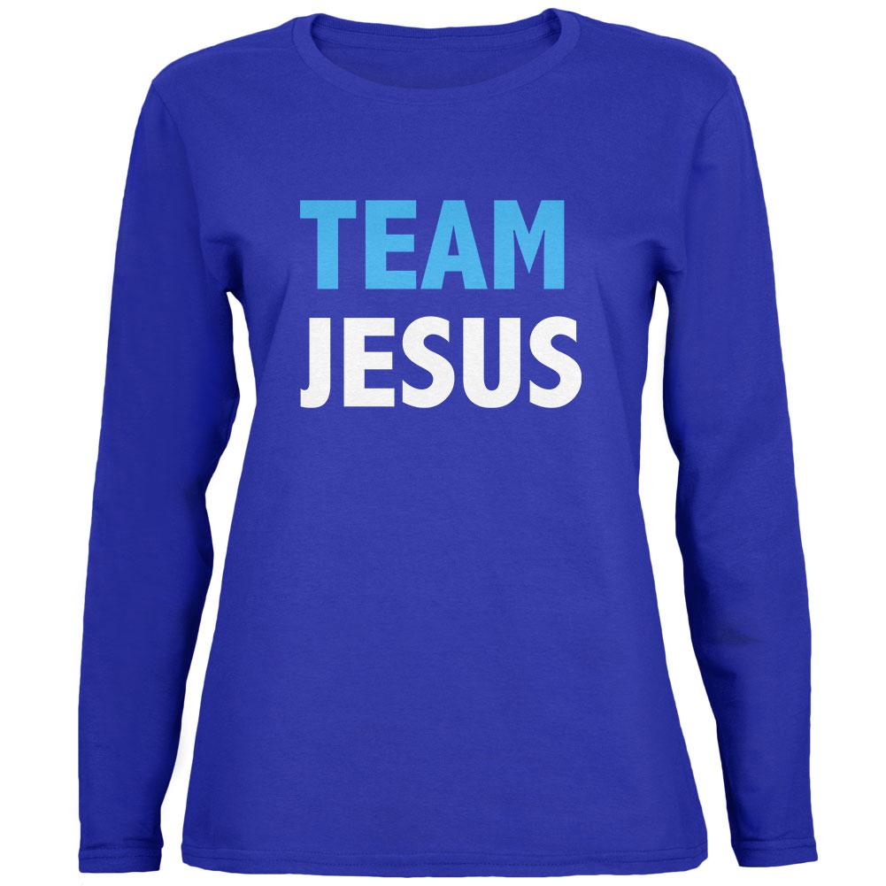 Team Jesus Womens Long Sleeve T Shirt Women's Long Sleeves Old Glory 2XL Royal