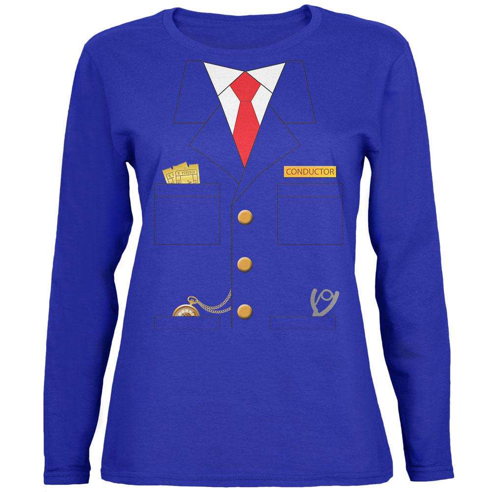 Halloween Train Conductor Costume Womens Long Sleeve T Shirt Women's Long Sleeves Old Glory 2XL Royal