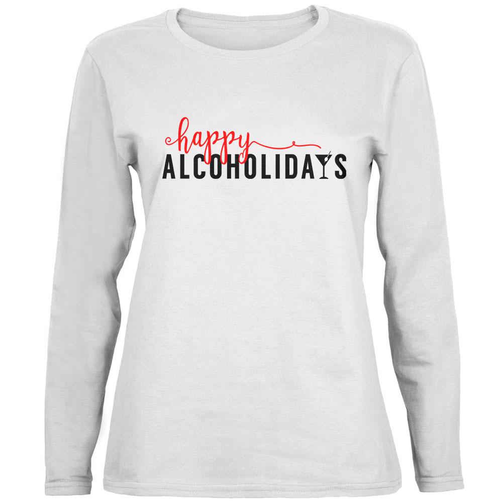 Happy Alcoholidays Holidays Ladies' Relaxed Jersey Long-Sleeve Tee Women's Long Sleeves Old Glory LG White