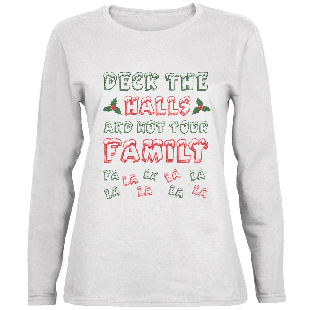 Christmas Deck the Halls Not Your Family Ladies' Relaxed Jersey Long-Sleeve Tee Women's Long Sleeves Old Glory 2XL White