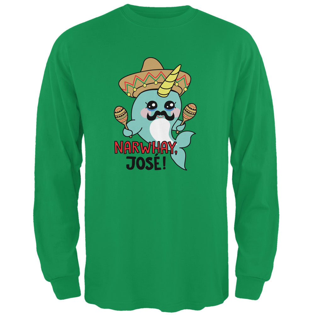 Narwhal Narwhay Jose Mens Long Sleeve T Shirt Men's Long Sleeves Old Glory 2XL Irish Green